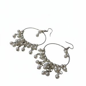 Elegant Silver Pearl Hoop Earrings